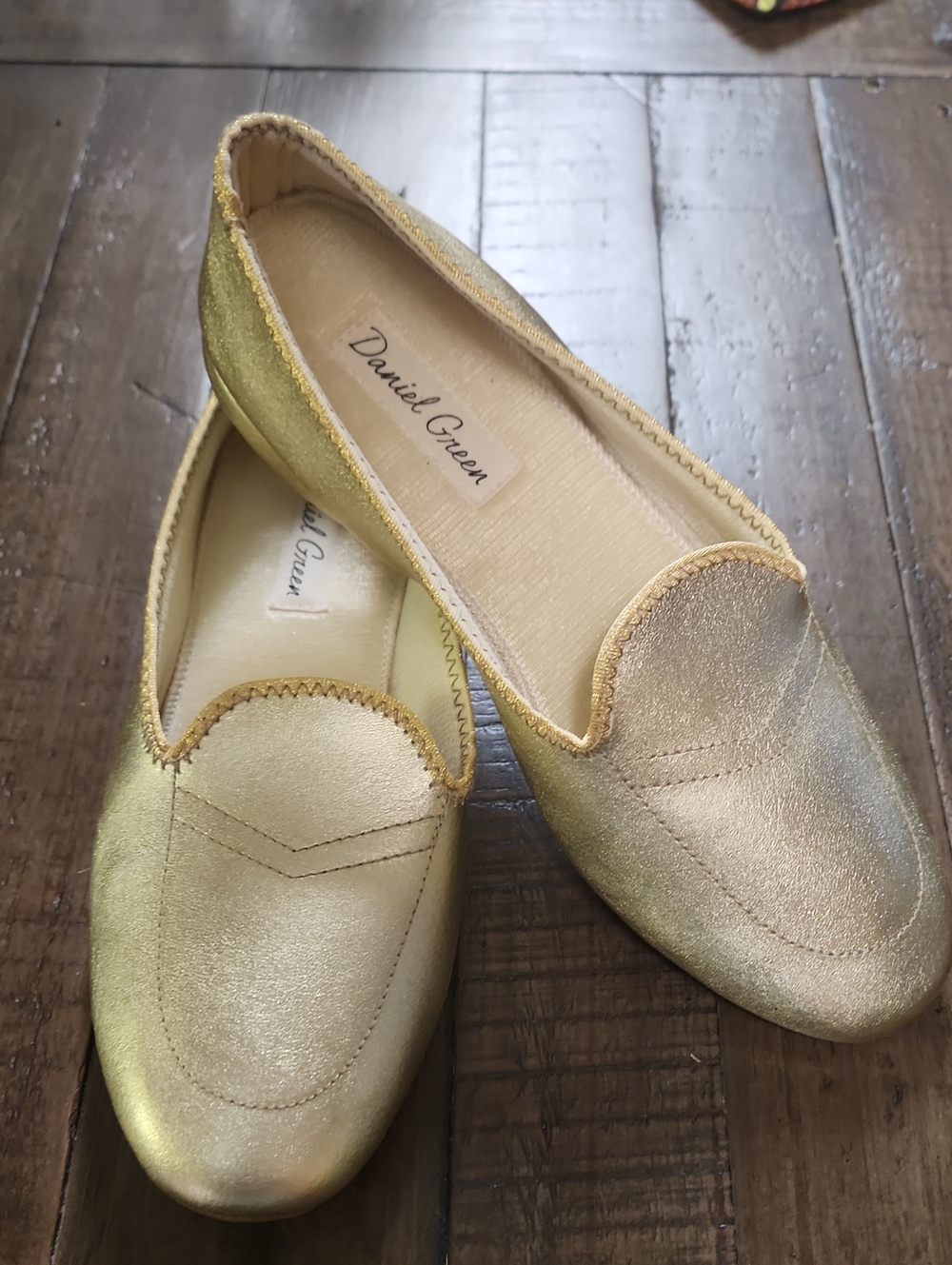 Daniel Green Metallic Gold Loafers for Women